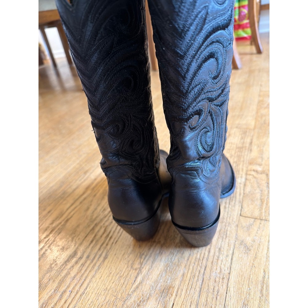 Lucchese Laurelie Black Cowhide Leather Boots M5064 Embroidered Pointed Toe 7.5B - Picture 10 of 14